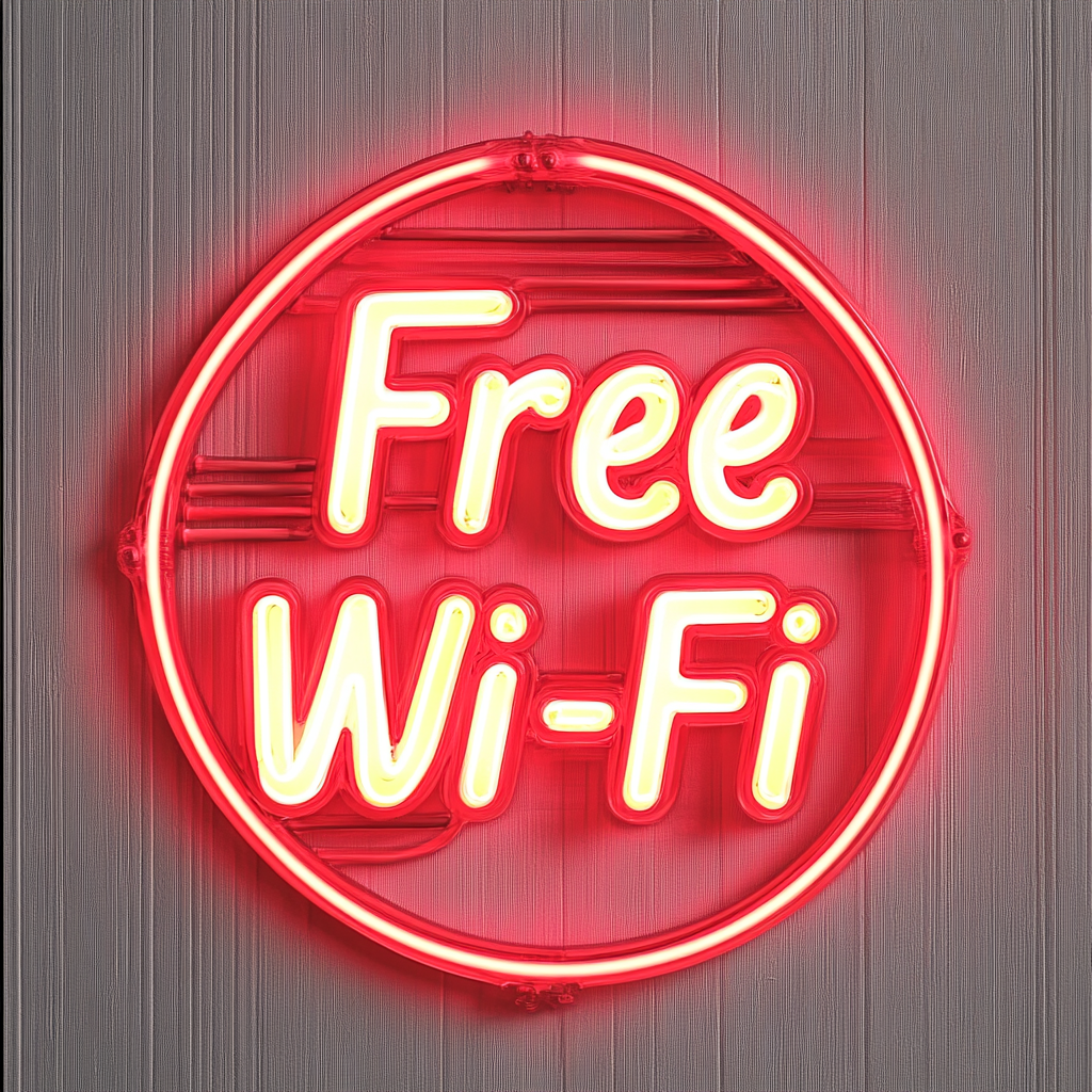 Free Wi-Fi - Red Neon Sign, 18 Inches