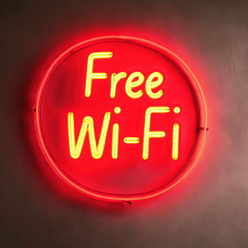 Free Wi-Fi - Red Neon Sign, 24 Inches