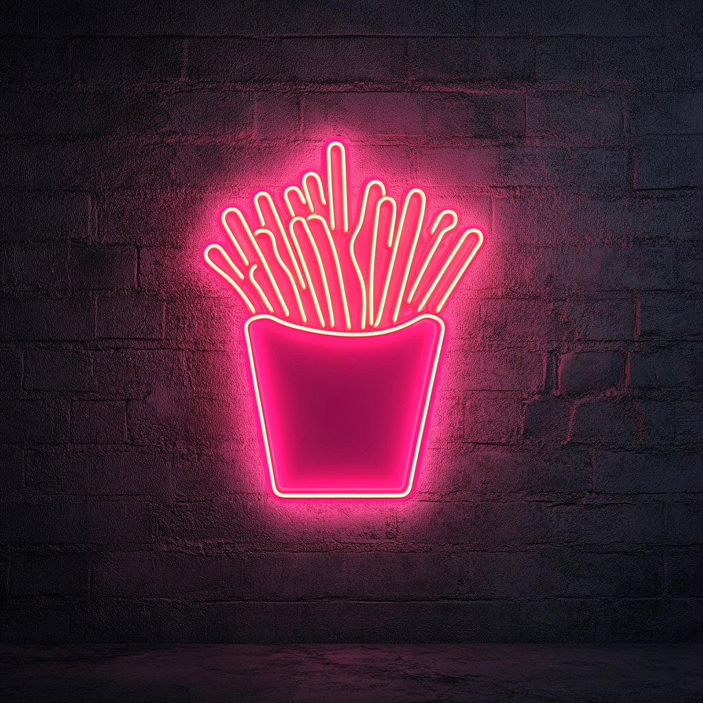 French Fries - Pink Neon Sign, 18 Inches