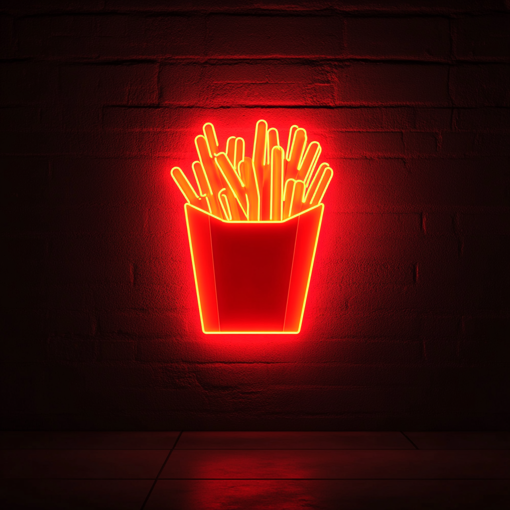 French Fries in Box - Red Neon Sign, 18 Inches