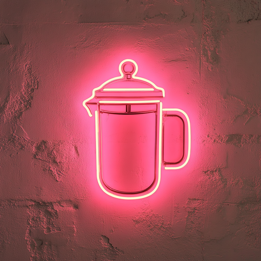 French Press Coffee - Pink Neon Sign, 24 Inches