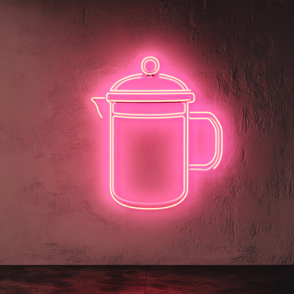 French Press Coffee - Pink Neon Sign, 18 Inches