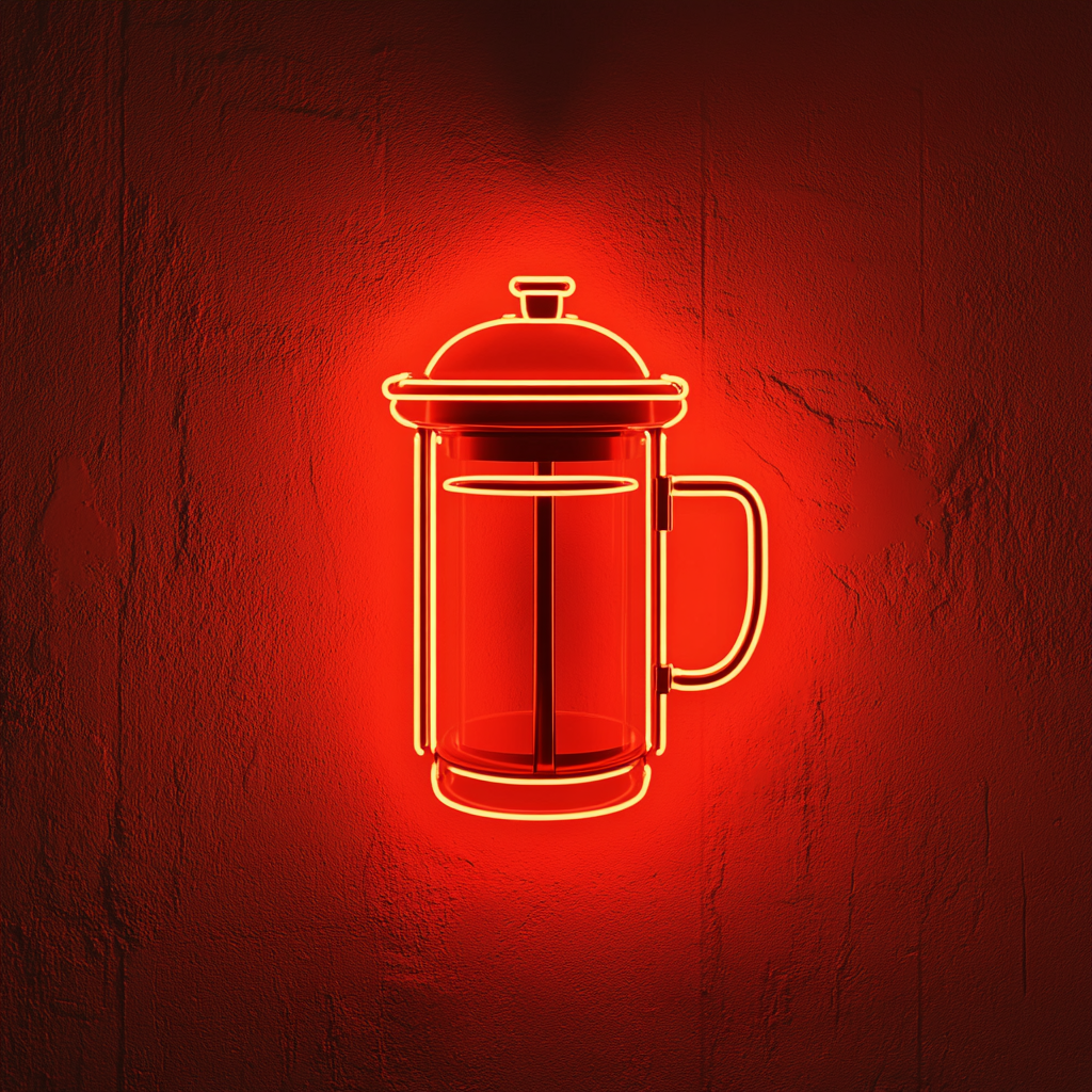French Press Coffee - Red Neon Sign, 24 Inches