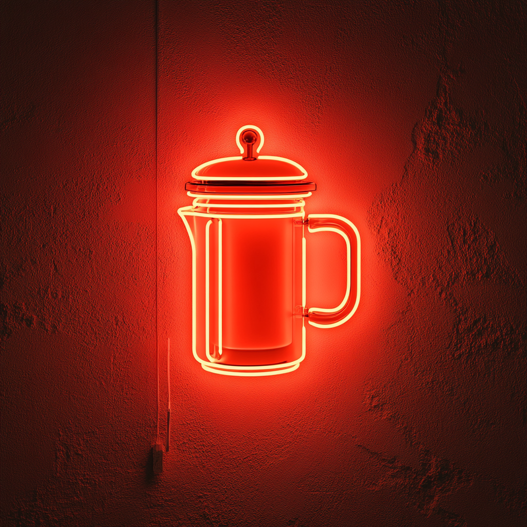 French Press Coffee - Red Neon Sign, 18 Inches