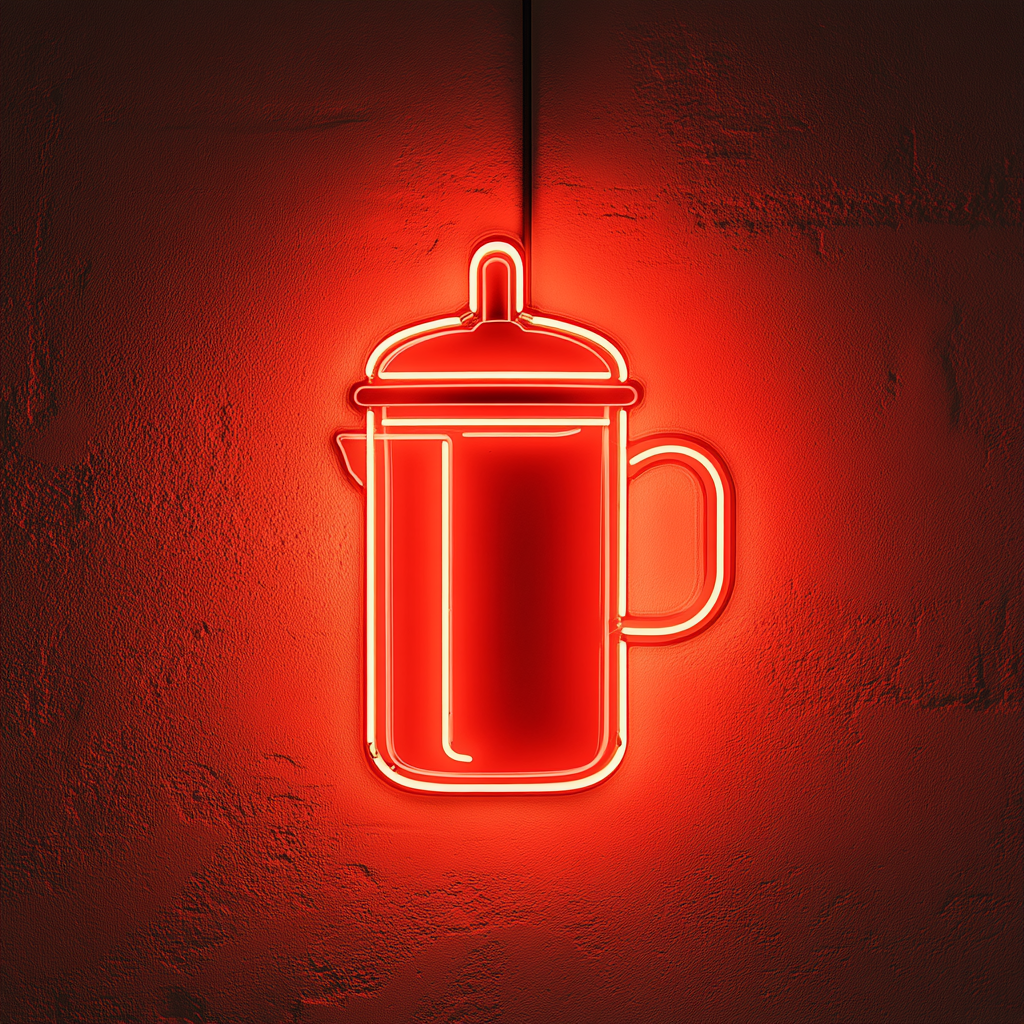 French Press Coffee - Red Neon Sign, 24 Inches