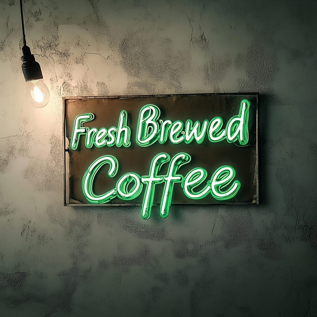 Fresh Brewed Coffee - Green Neon Sign, 24 Inches