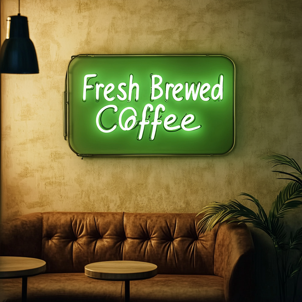 Fresh Brewed Coffee - Green Neon Sign, 18 Inches