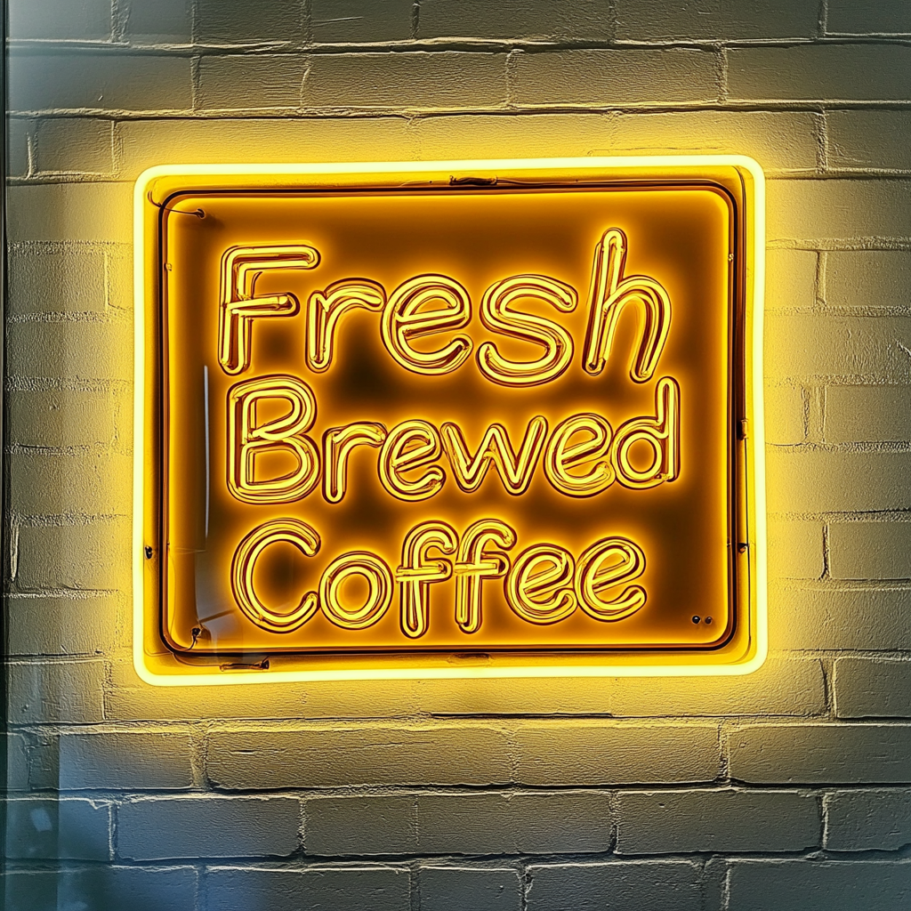 Fresh Brewed Coffee - Yellow Neon Sign, 24 Inches