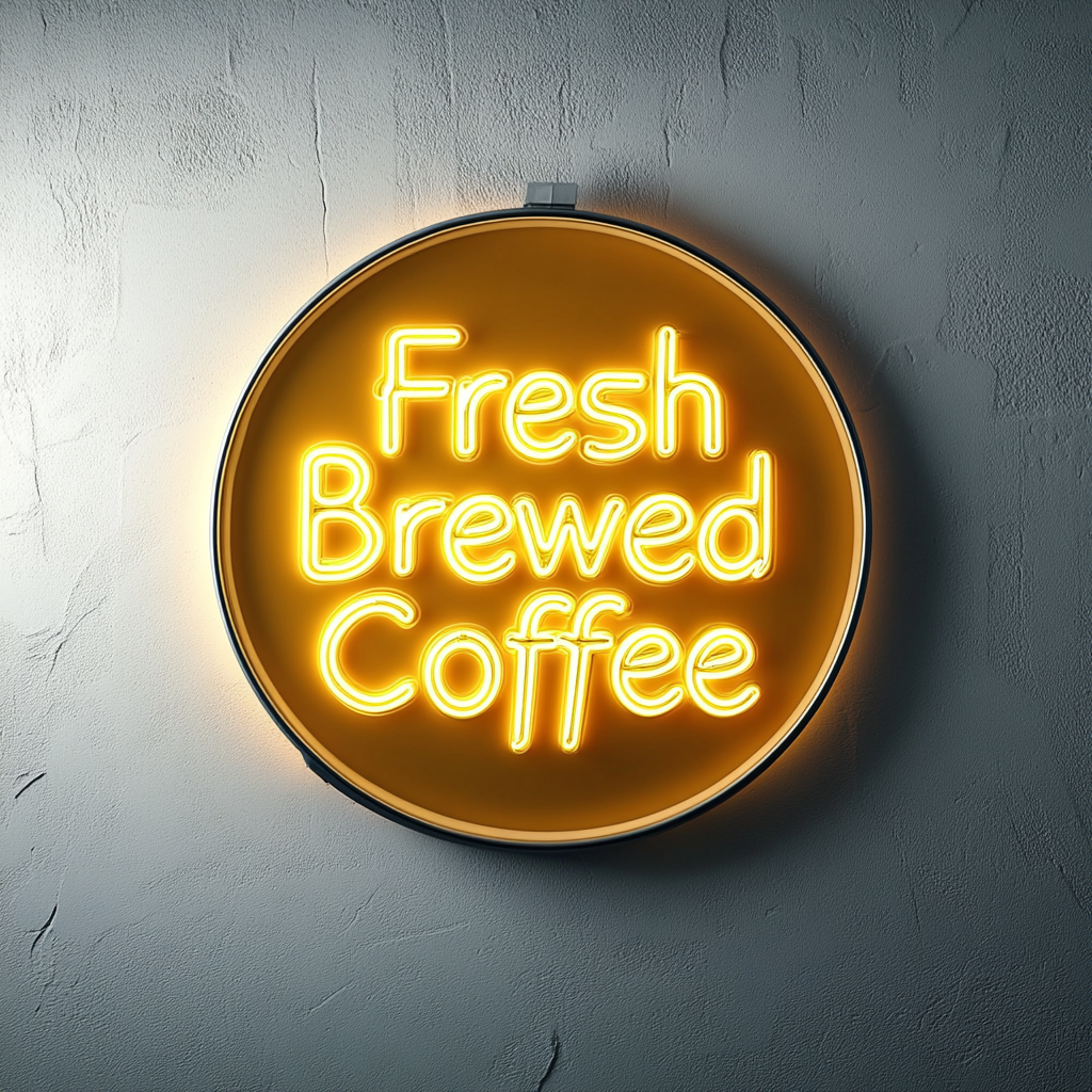 Fresh Brewed Coffee - Yellow Neon Sign, 18 Inches