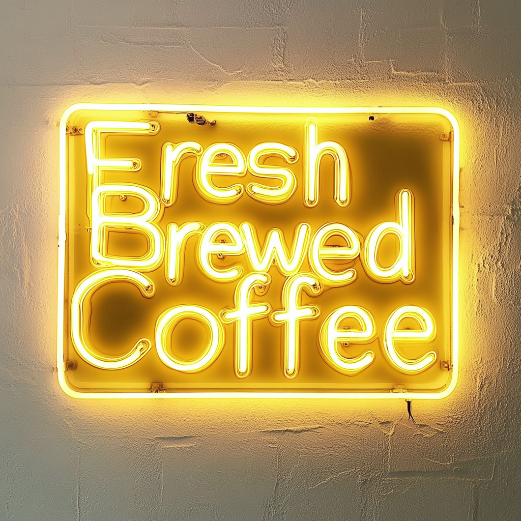 Fresh Brewed Coffee - Yellow Neon Sign, 18 Inches