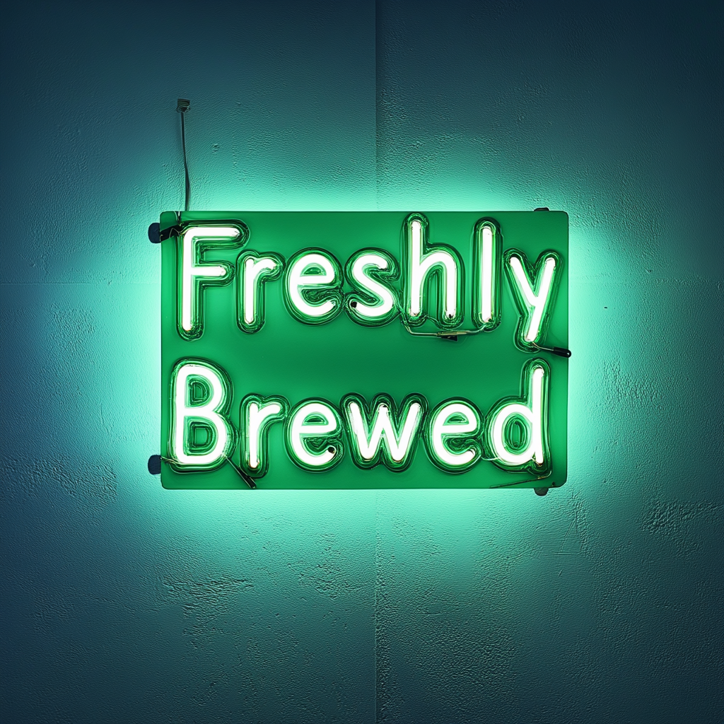 "Freshly Brewed" - Green Neon Sign, 24 Inches