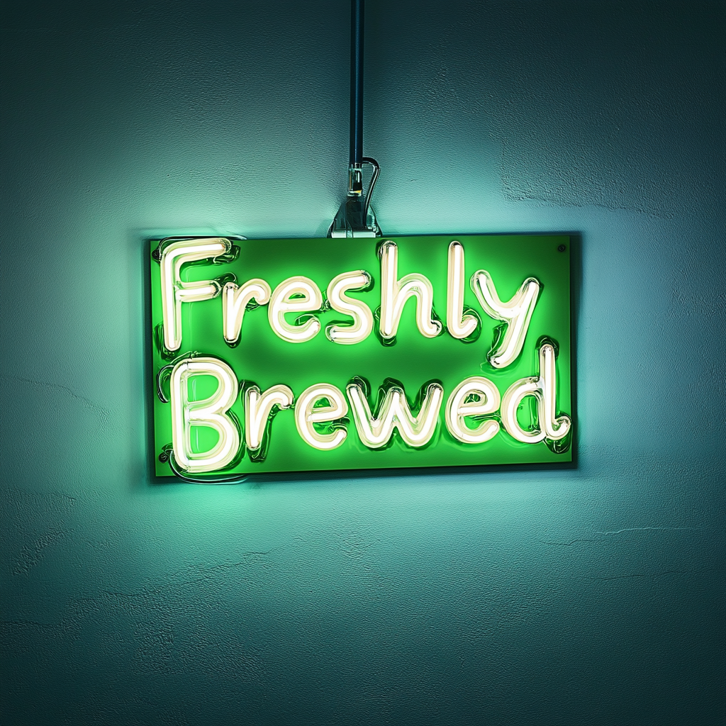 "Freshly Brewed" - Green Neon Sign, 24 Inches