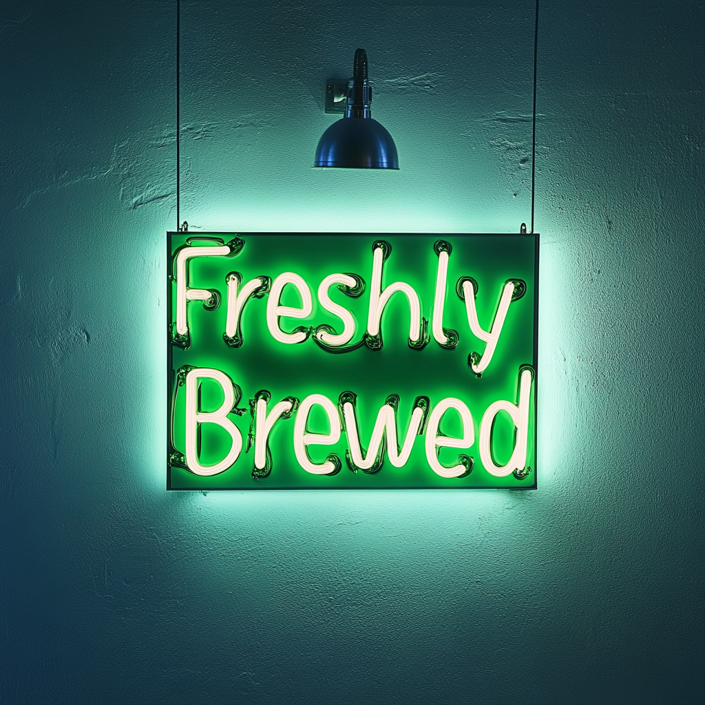 "Freshly Brewed" - Green Neon Sign, 24 Inches