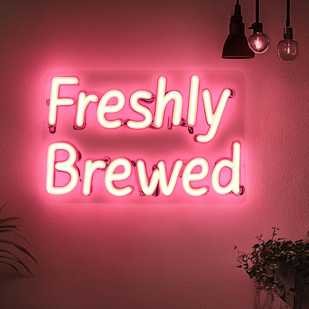 "Freshly Brewed" - Pink Neon Sign, 24 Inches