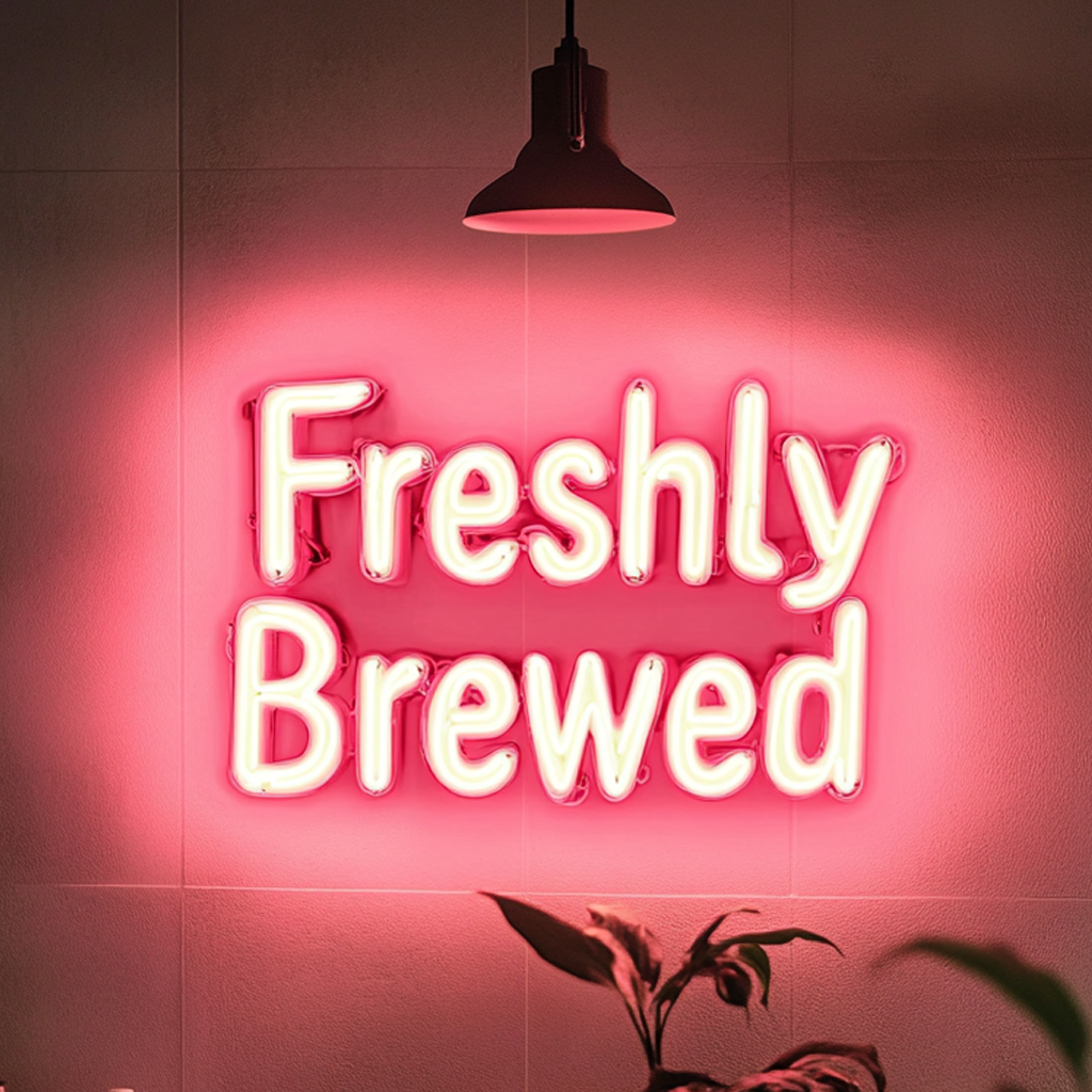 "Freshly Brewed" - Pink Neon Sign, 24 Inches