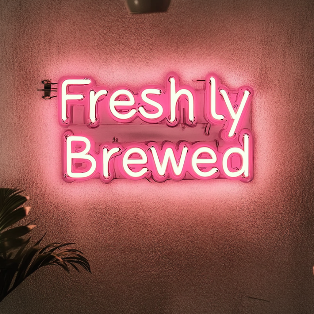 "Freshly Brewed" - Pink Neon Sign, 24 Inches