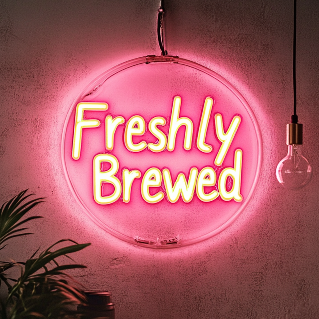 "Freshly Brewed" - Pink Neon Sign, 24 Inches