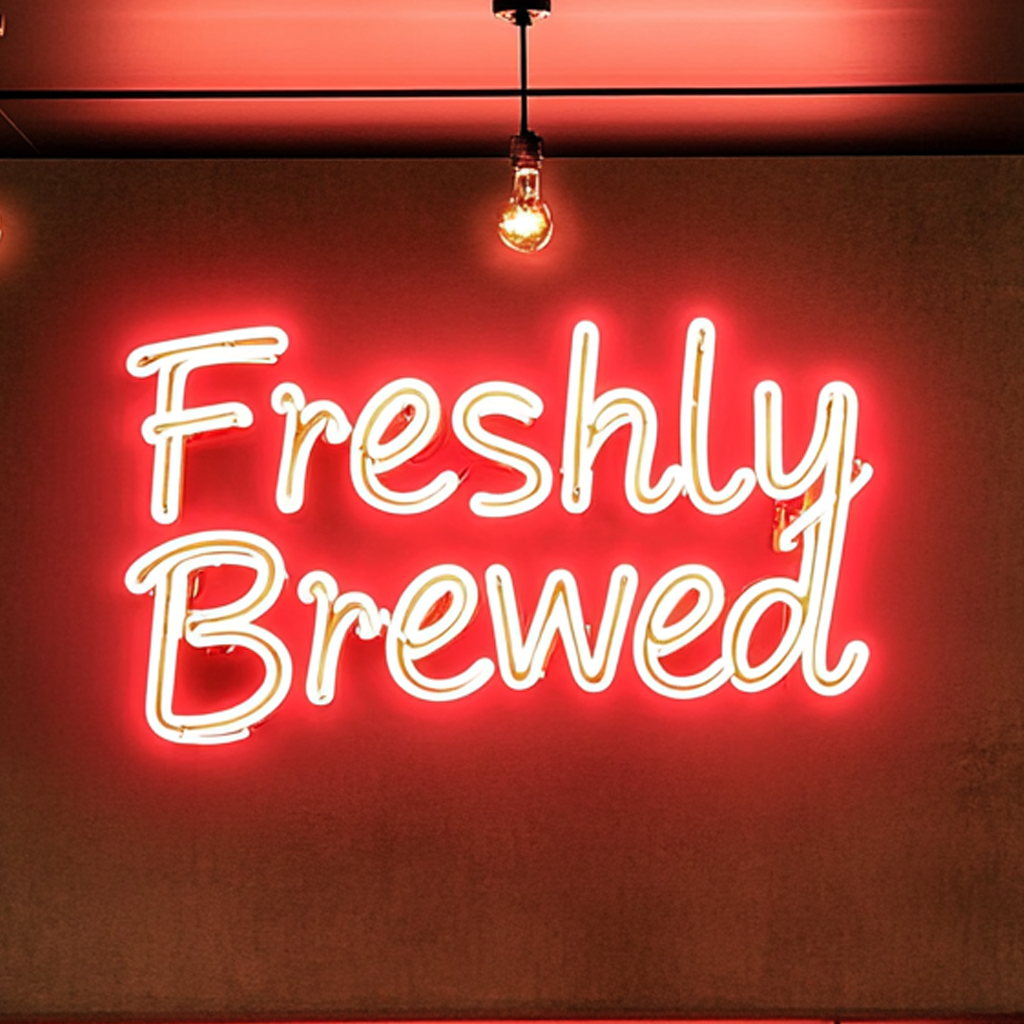 "Freshly Brewed" - Red Neon Sign, 24 Inches