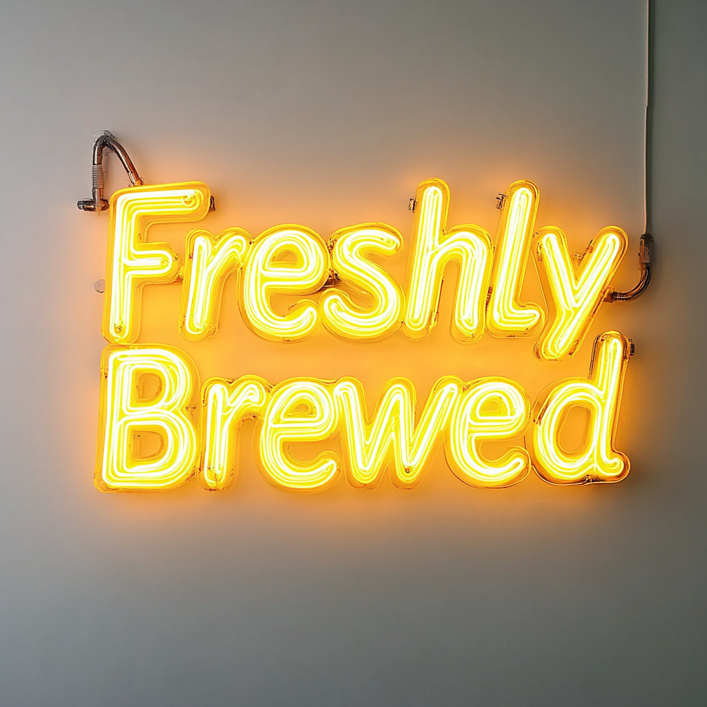 "Freshly Brewed" - Yellow Neon Sign, 24 Inches