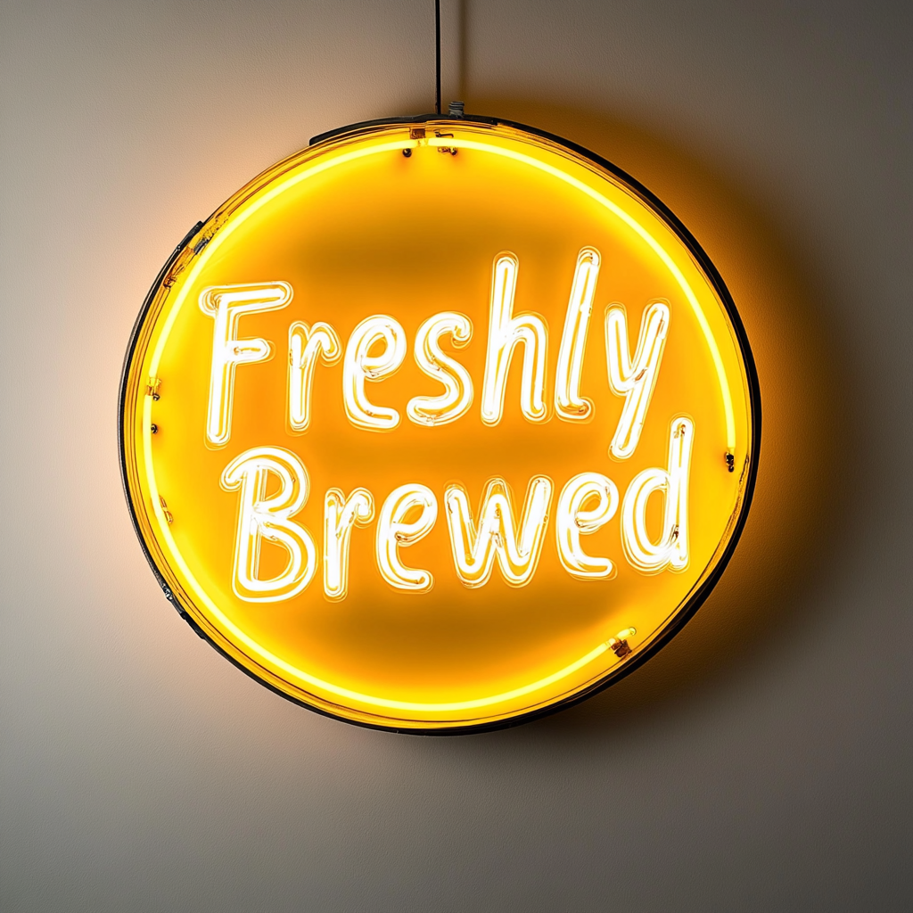 "Freshly Brewed" - Yellow Neon Sign, 24 Inches