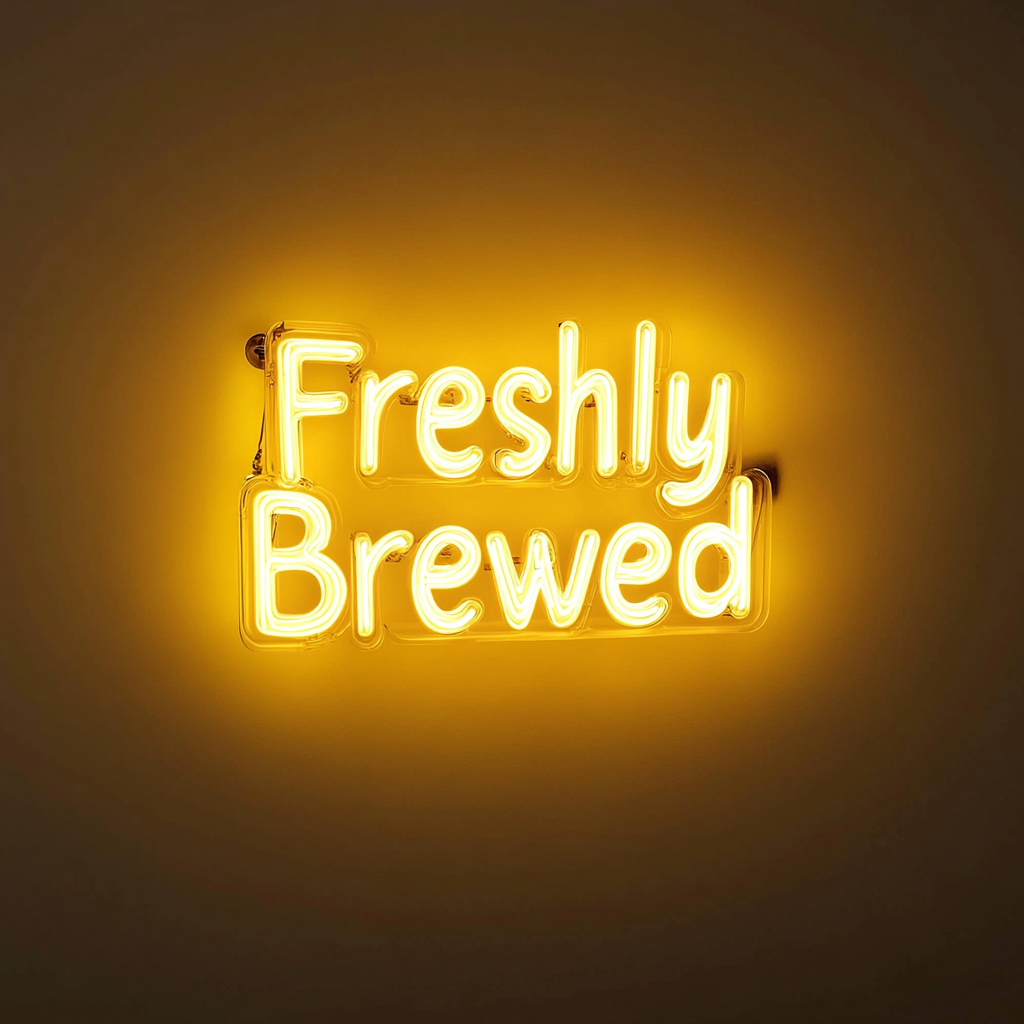 "Freshly Brewed" - Yellow Neon Sign, 24 Inches