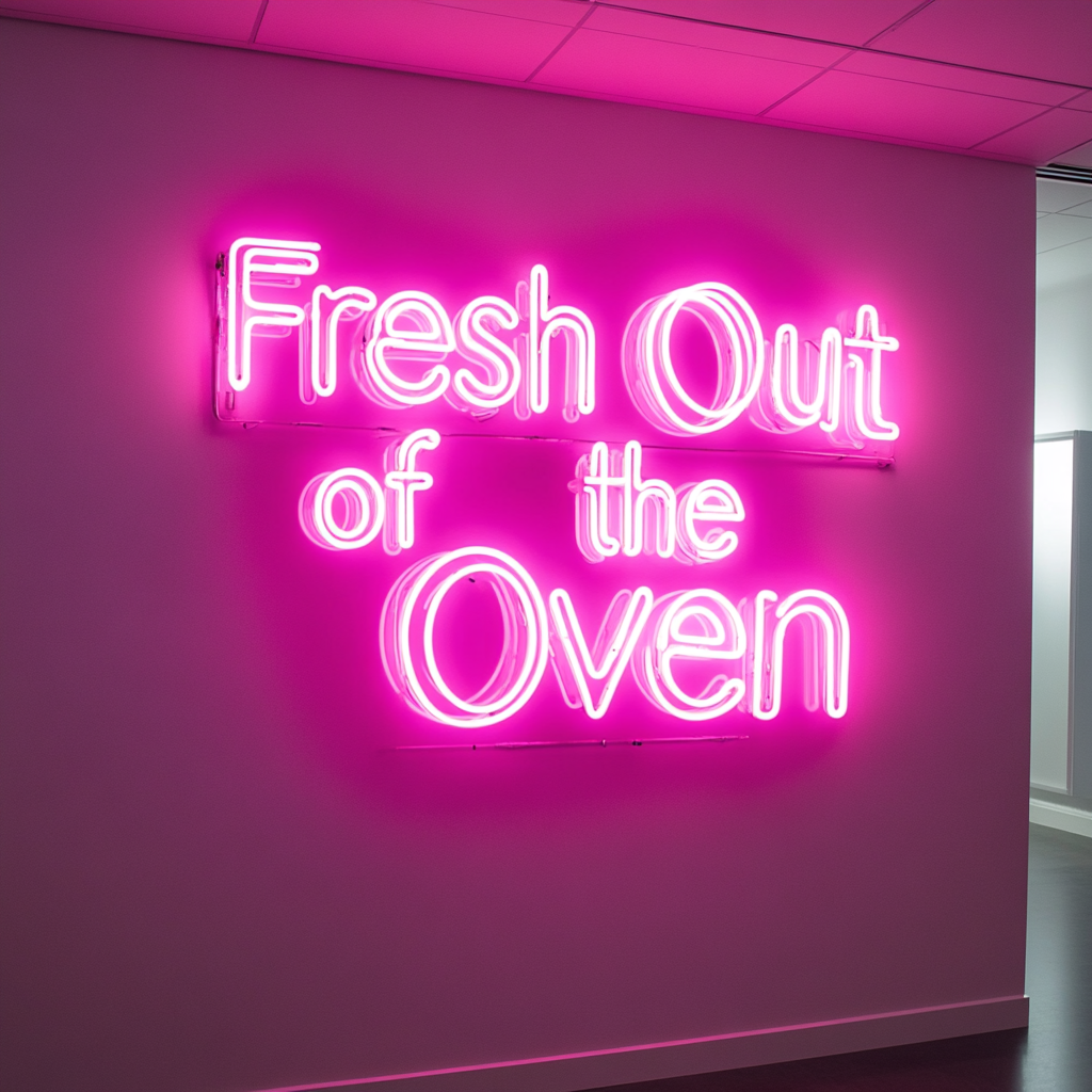 "Fresh Out of the Oven" - Pink Neon Sign, 24 Inches