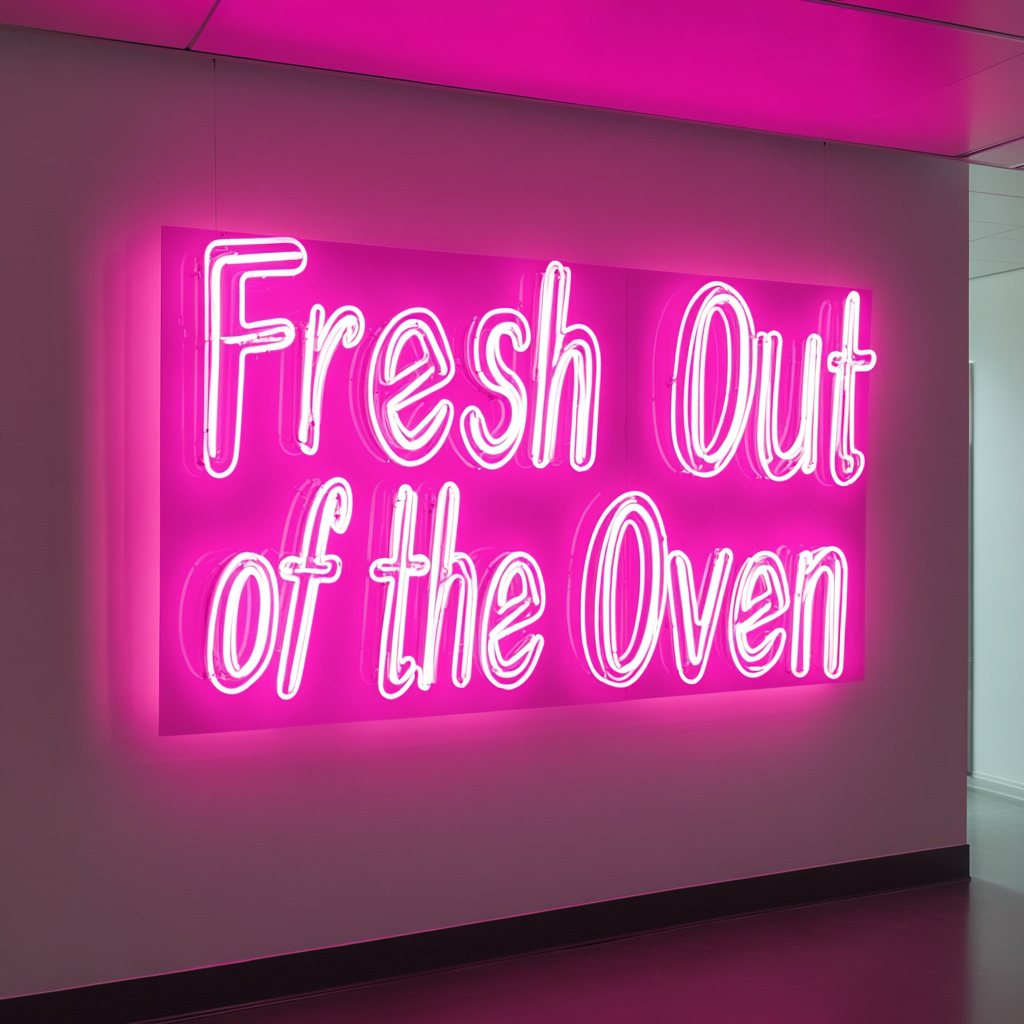 "Fresh Out of the Oven" - Pink Neon Sign, 24 Inches