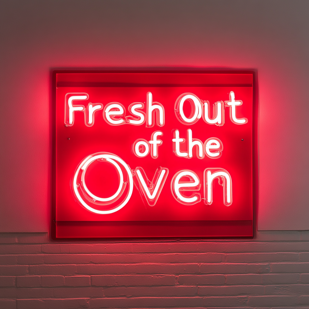 "Fresh Out of the Oven" - Red Neon Sign, 24 Inches