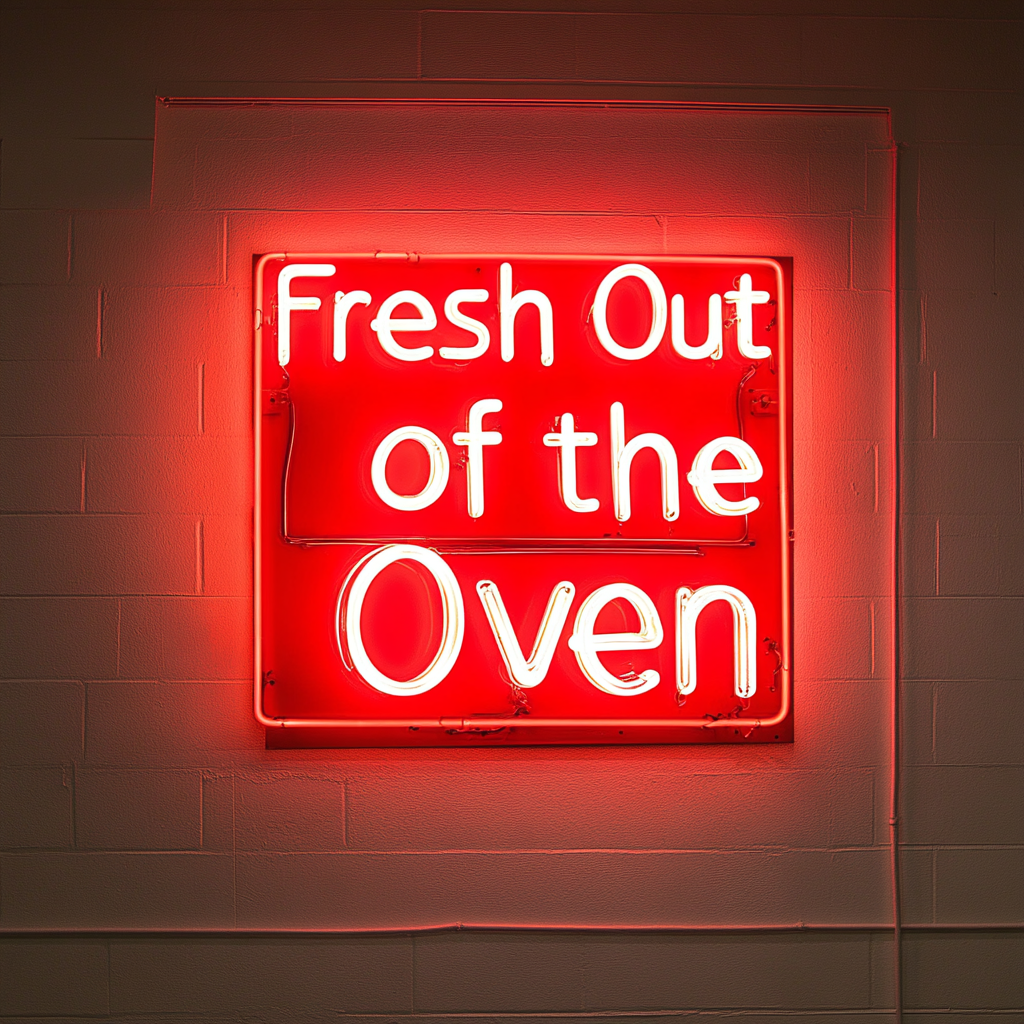 "Fresh Out of the Oven" - Red Neon Sign, 24 Inches