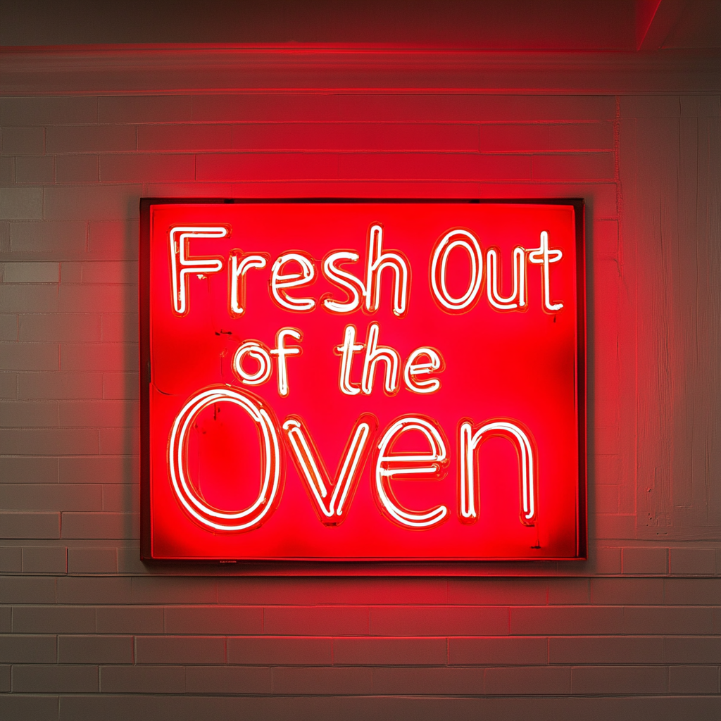 "Fresh Out of the Oven" - Red Neon Sign, 24 Inches