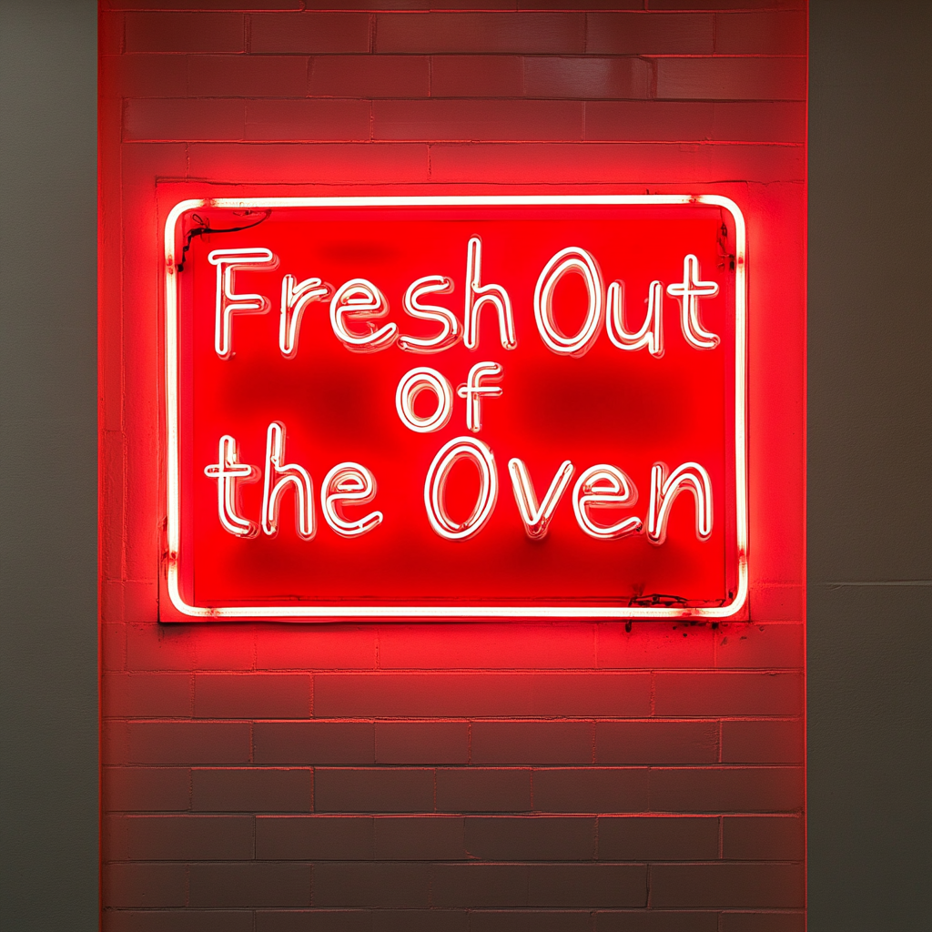 "Fresh Out of the Oven" - Red Neon Sign, 24 Inches