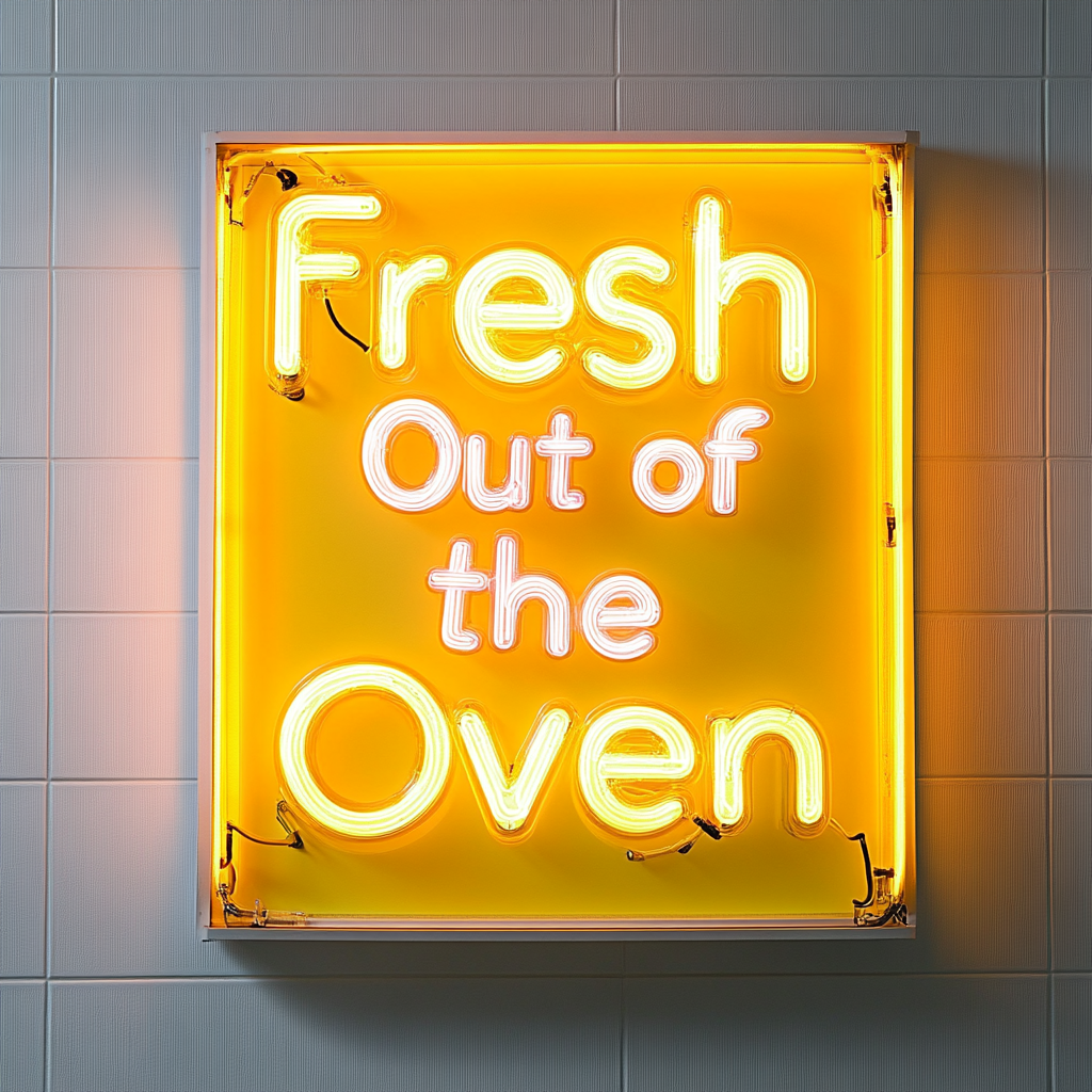 "Fresh Out of the Oven" - Yellow Neon Sign, 24 Inches