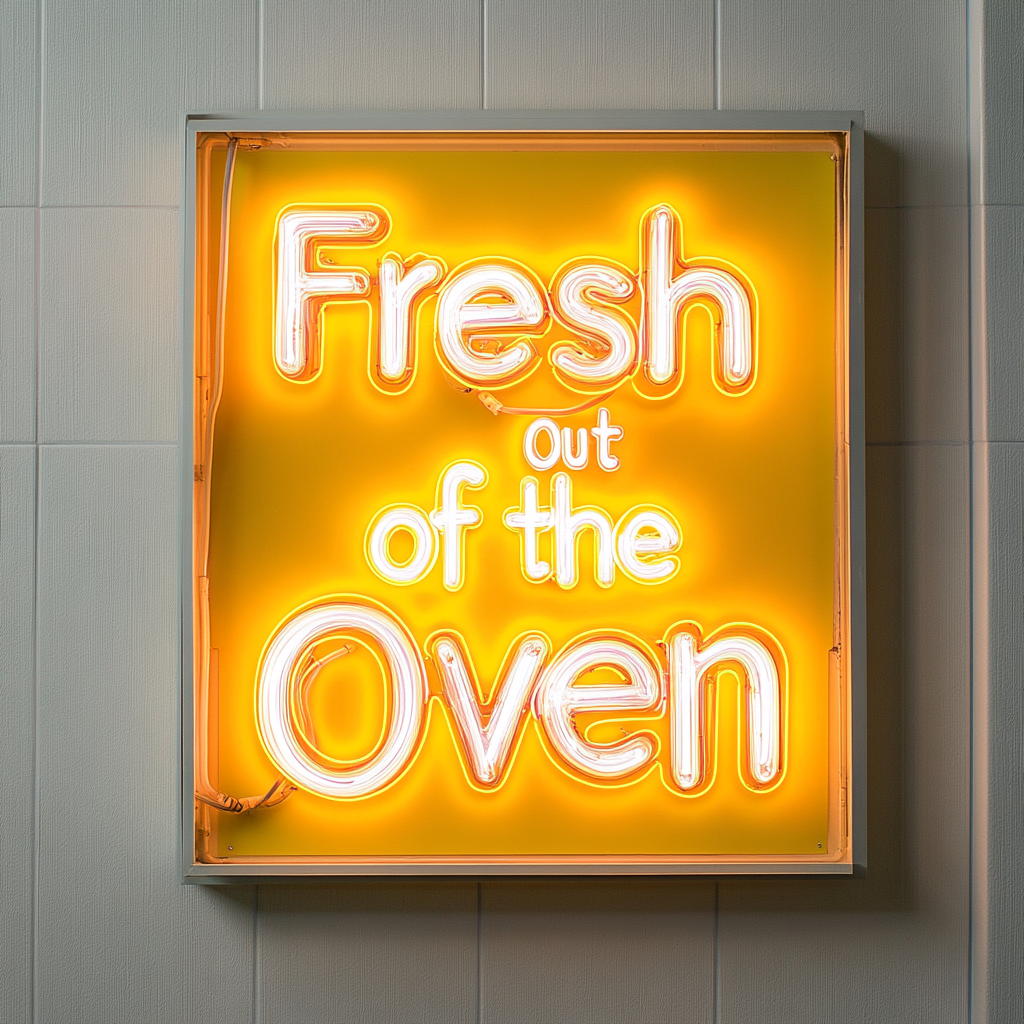 "Fresh Out of the Oven" - Yellow Neon Sign, 24 Inches