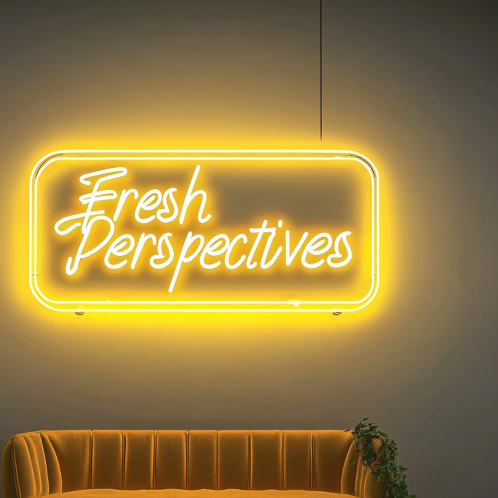 "Fresh Perspectives" - Yellow Neon Sign, 24 Inches