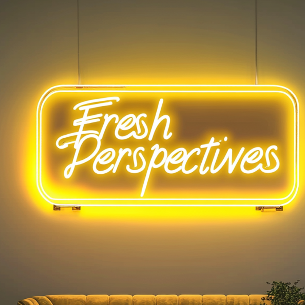 "Fresh Perspectives" - Yellow Neon Sign, 24 Inches