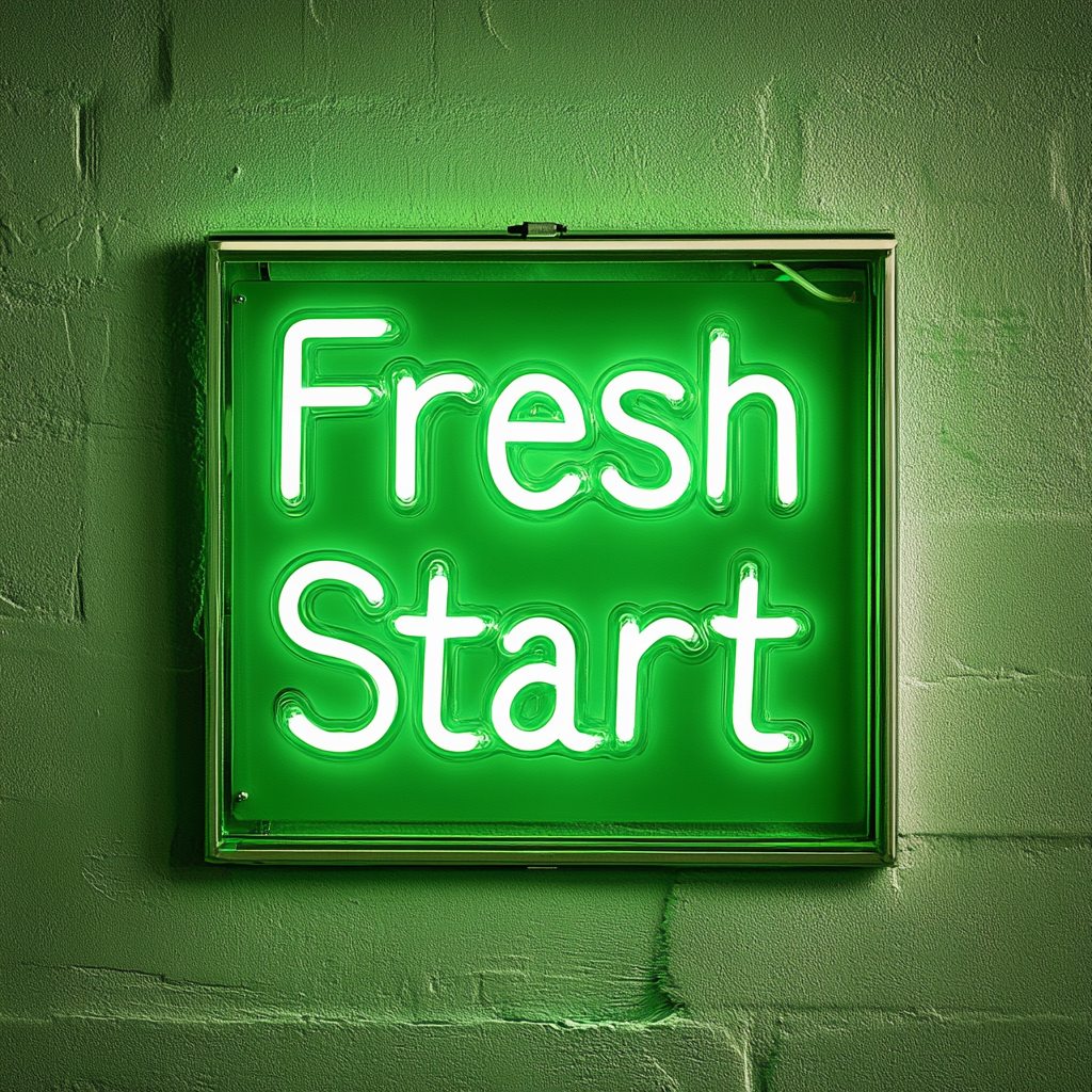 "Fresh Start" - Green Neon Sign, 24 Inches