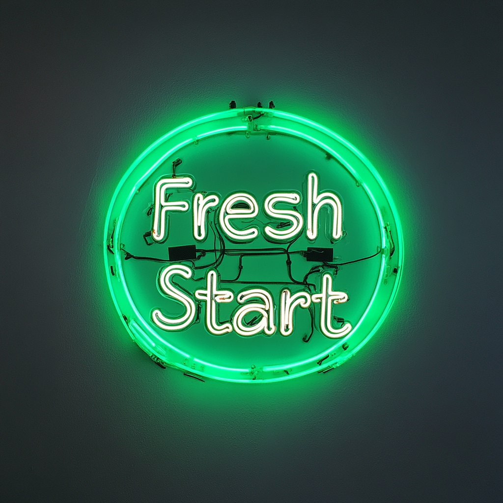 "Fresh Start" - Green Neon Sign, 24 Inches