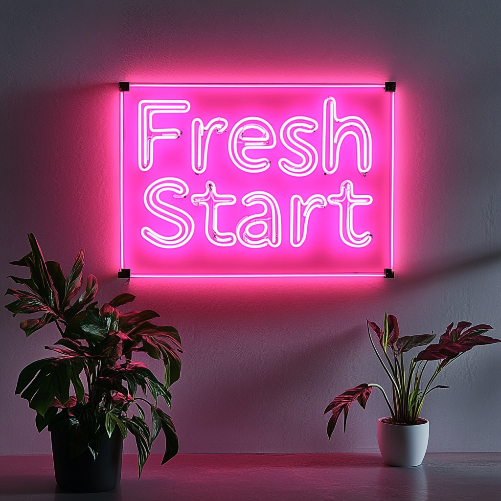 "Fresh Start" - Pink Neon Sign, 24 Inches