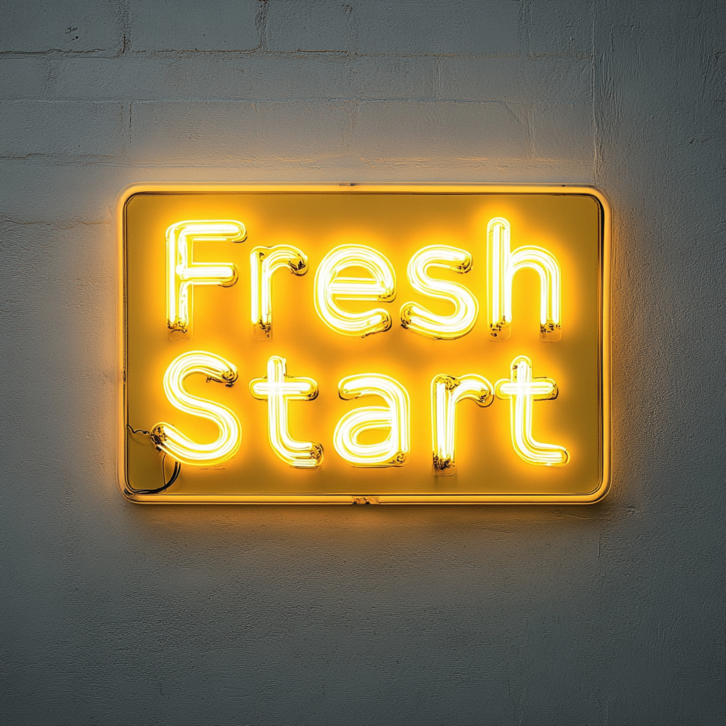"Fresh Start" - Yellow Neon Sign, 24 Inches