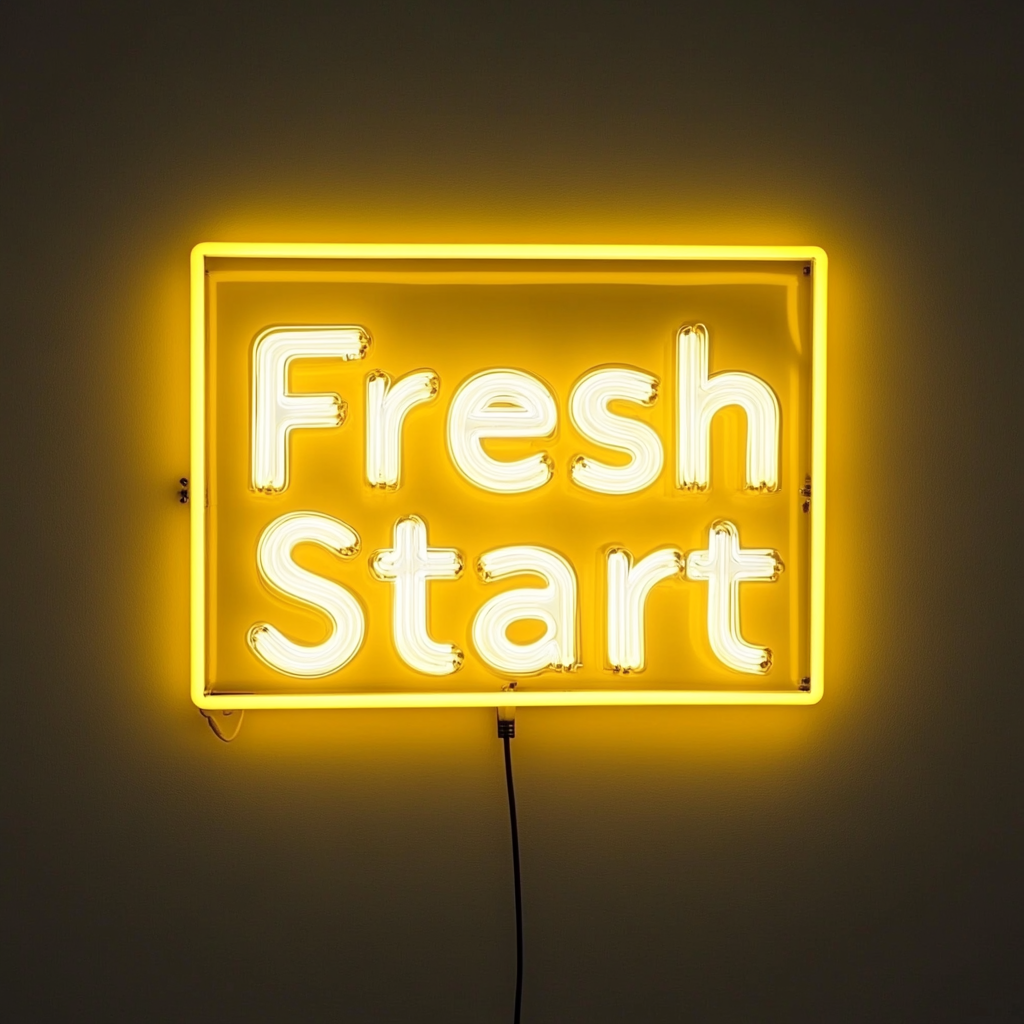 "Fresh Start" - Yellow Neon Sign, 24 Inches
