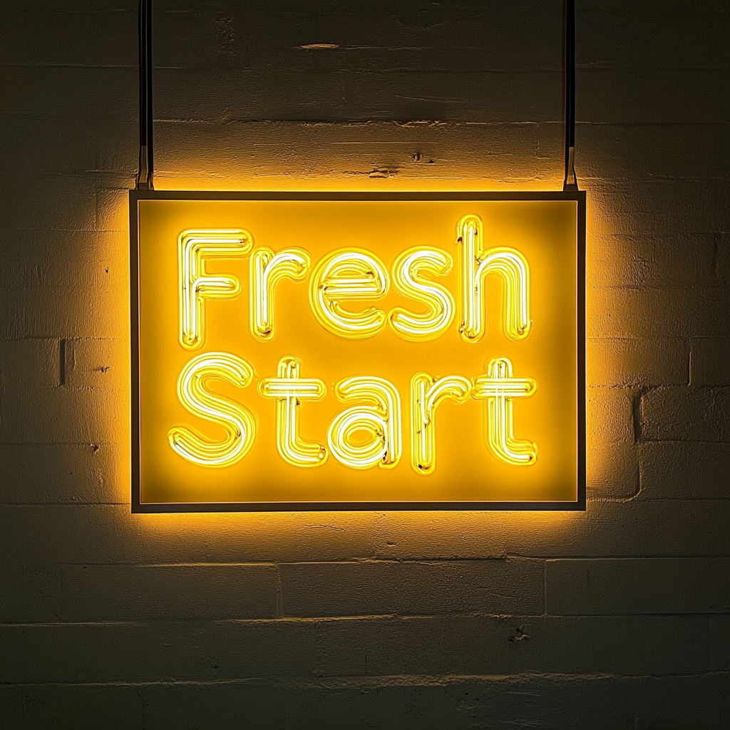 "Fresh Start" - Yellow Neon Sign, 24 Inches