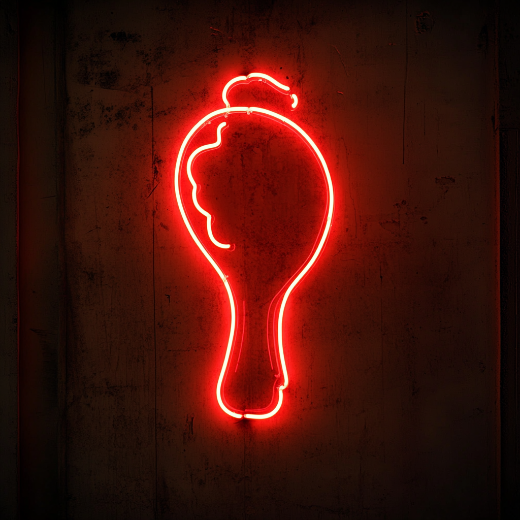 Fried Chicken Drumstick - Red Neon Sign, 24 Inches