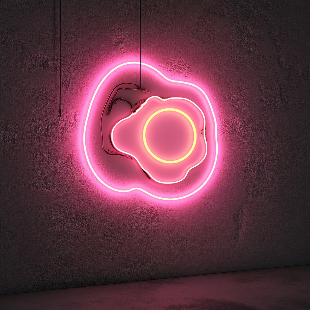 Fried Egg with Bacon - Pink Neon Sign, 18 Inches