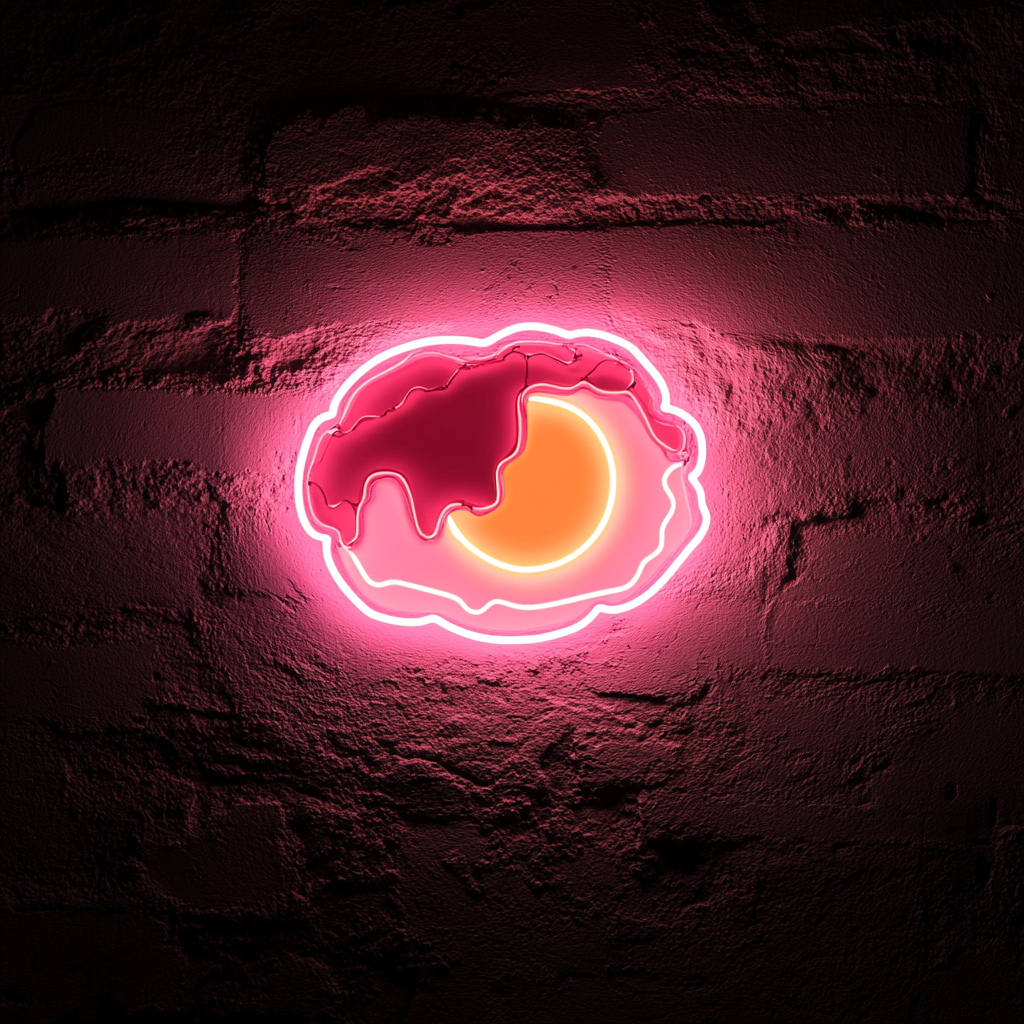 Fried Egg with Bacon - Pink Neon Sign, 18 Inches