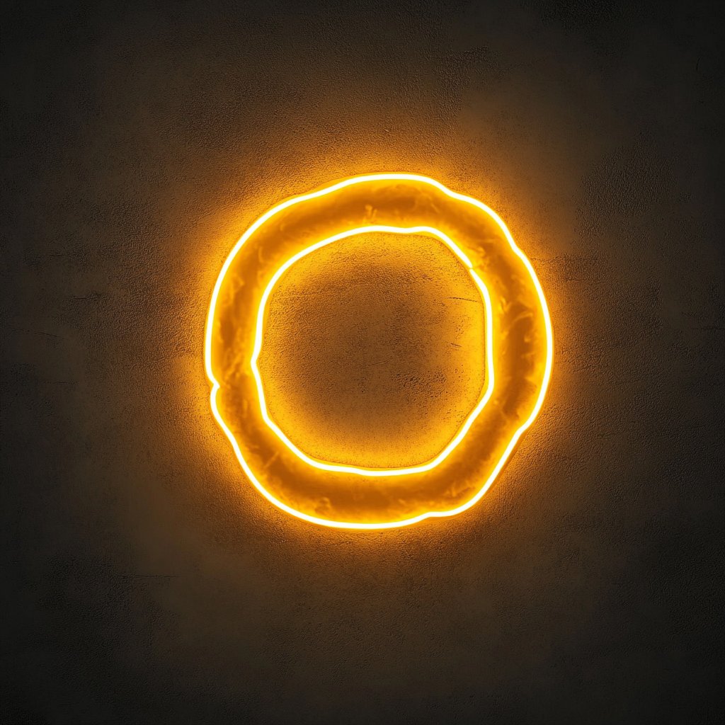 Fried Onion Rings - Yellow Neon Sign, 18 Inches