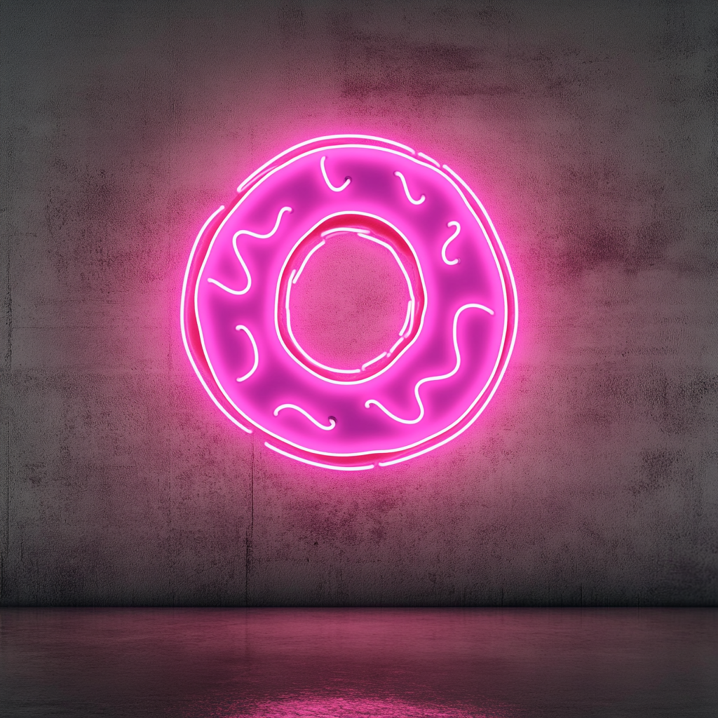 Frosted Doughnut with Bite - Pink Neon Sign, 24 Inches