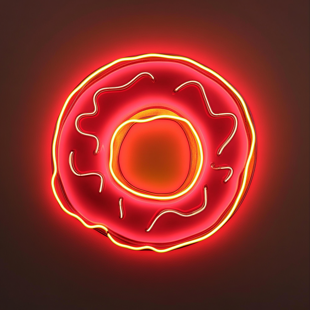 Frosted Doughnut with Bite - Red Neon Sign, 24 Inches
