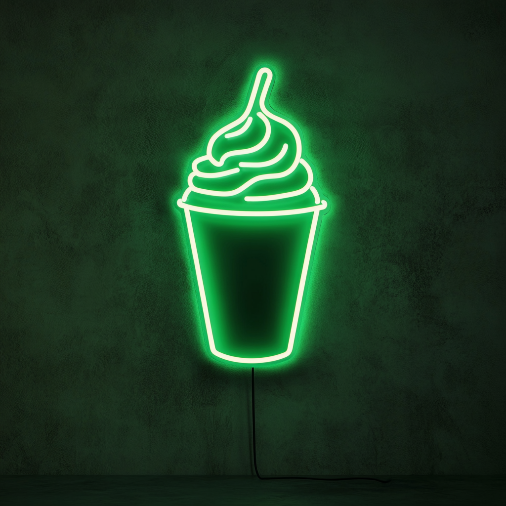 Frozen Coffee Drink - Green Neon Sign, 18 Inches