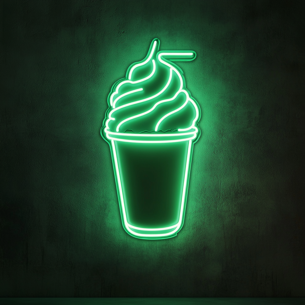 Frozen Coffee Drink - Green Neon Sign, 24 Inches