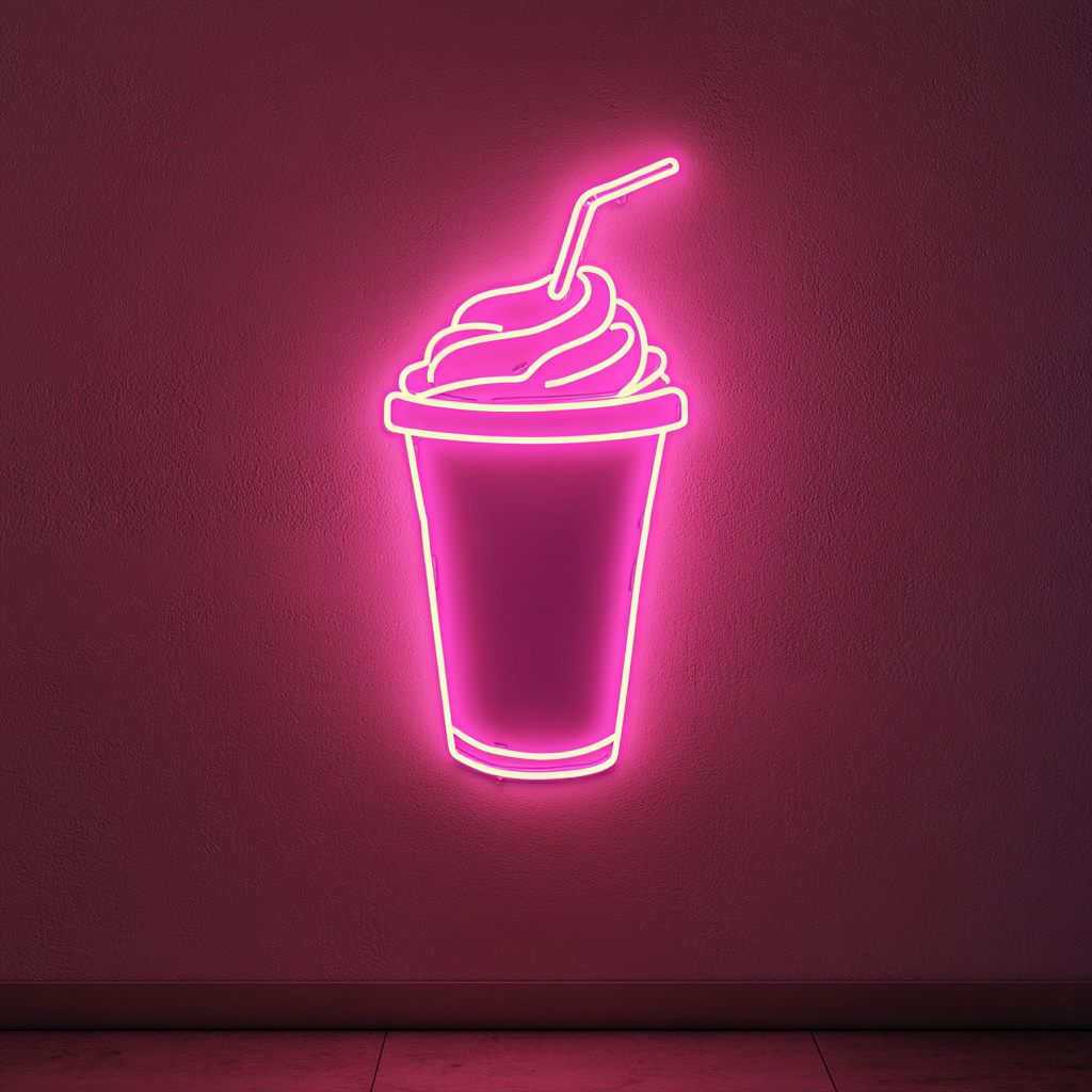 Frozen Coffee Drink - Pink Neon Sign, 18 Inches